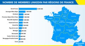 nombre de membres LinkedIn en France par région en 2021